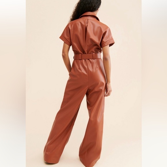 Anthropologie Hutch Vegan Leather Jumpsuit - Picture 2 of 7